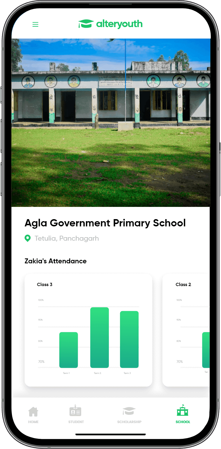 Attendance and report card in the AlterYouth app