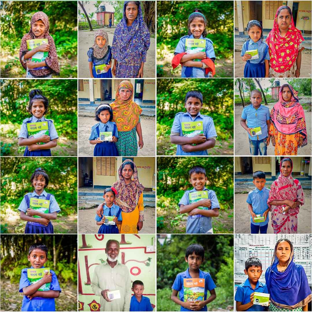Collage of students and parents with mobile phones