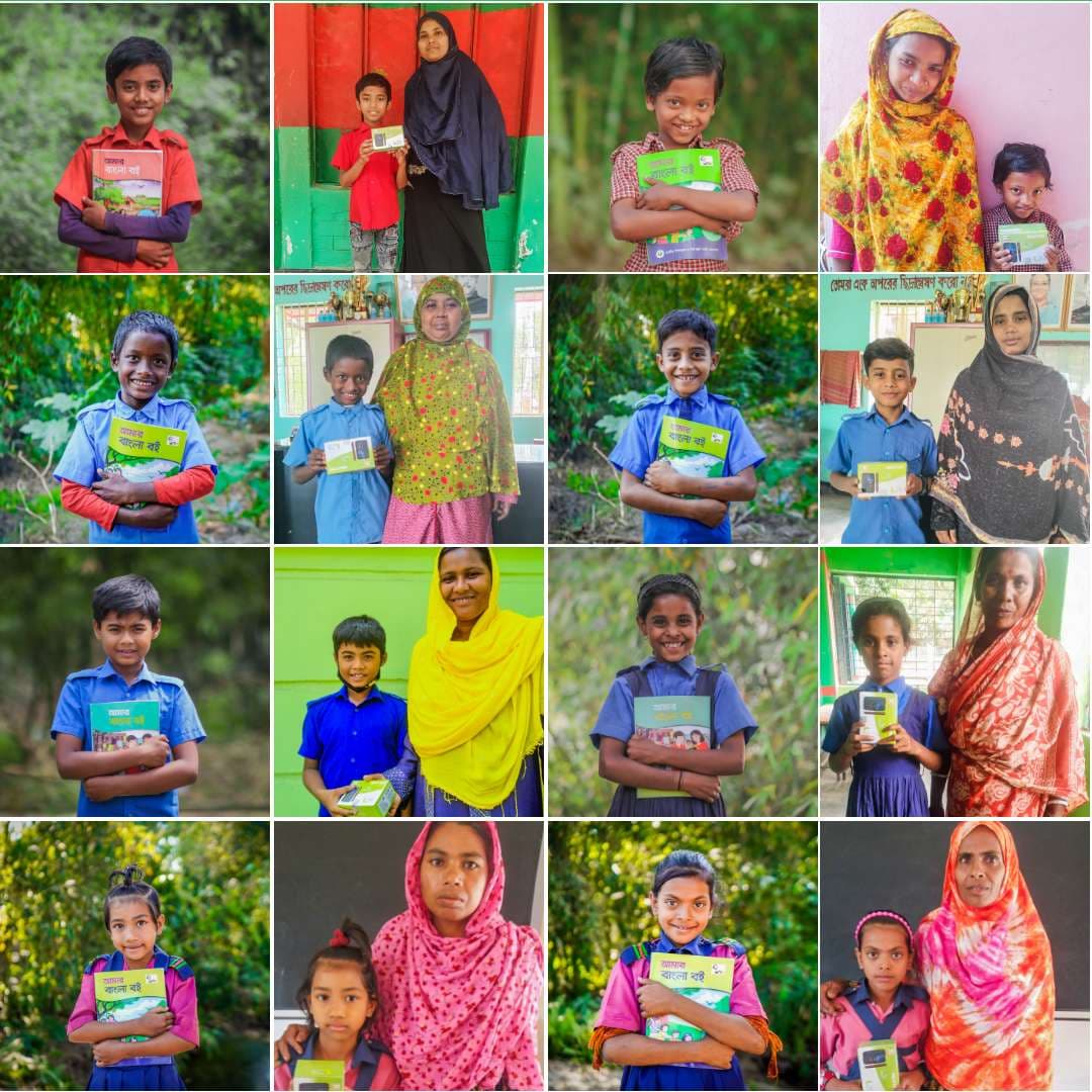 Collage of students and parents with mobile phones